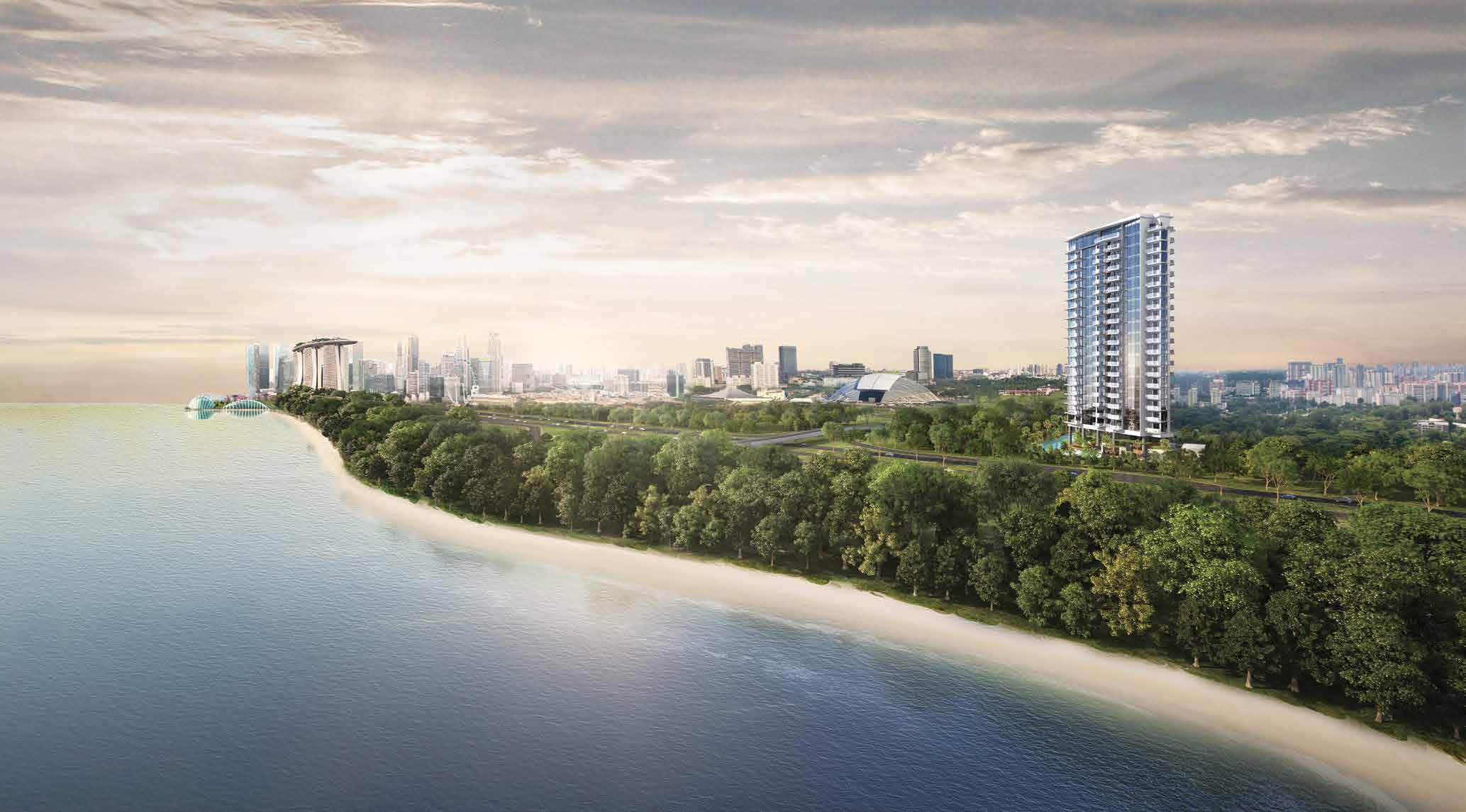 Coastline Residences and the coast (artist’s impression)
