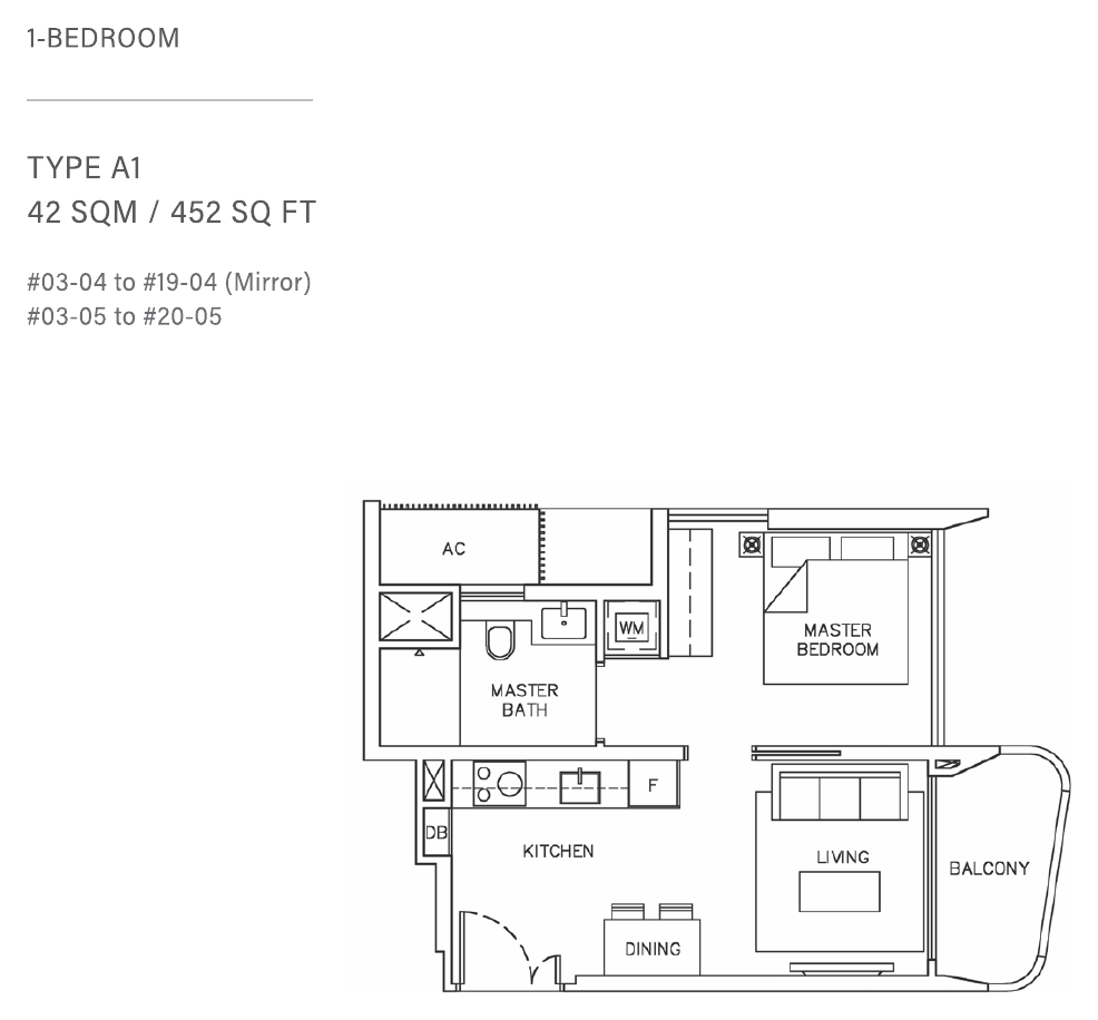 Type A1 · 1-Bedroom · 452 sqft